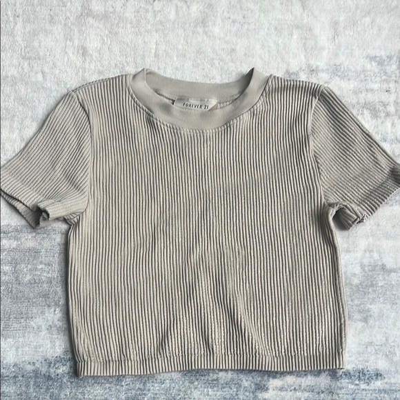 Forever 21 Tops - Forever 21 Tan Ribbed Crop Top